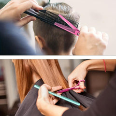 Pink Hair Cutting Shears with Comb and Clips - Thinning, Texturing, Barbering