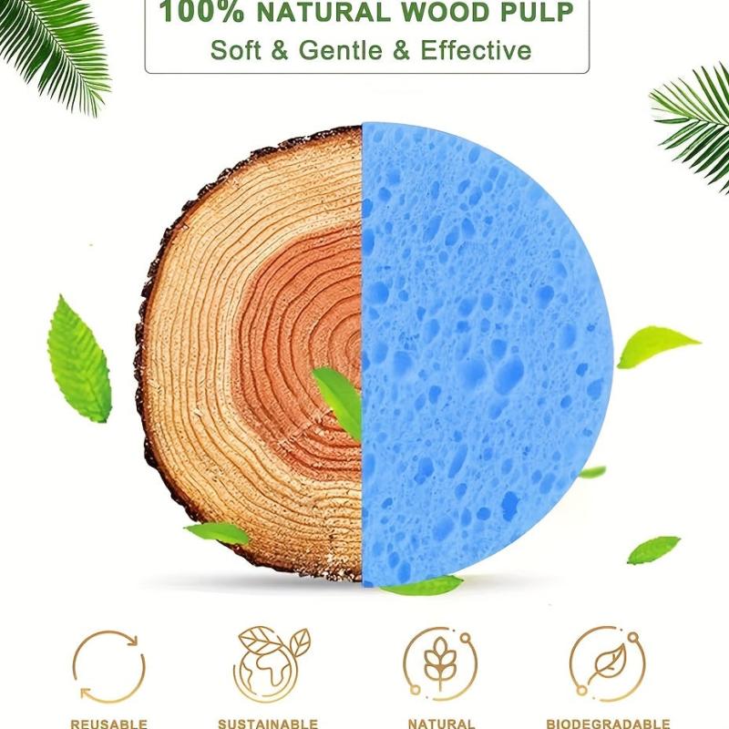 50pcs Wood Pulp Cotton Sponge Face Cleaning Exfoliating Portable Water Expansion