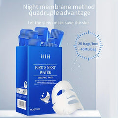 60pcs Bird's Nest Sleeping Mask Hydrates, Soothes Dry Skin