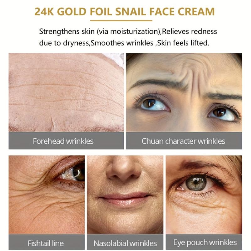 24K Snail Face Cream Anti-Wrinkle Skin Firming Pore Tightening Moisturizer