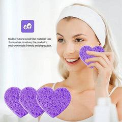 Wood Pulp Fiber Facial Sponge Heart Makeup Remover Puff