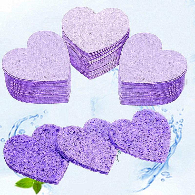 Wood Pulp Fiber Facial Sponge Heart Makeup Remover Puff