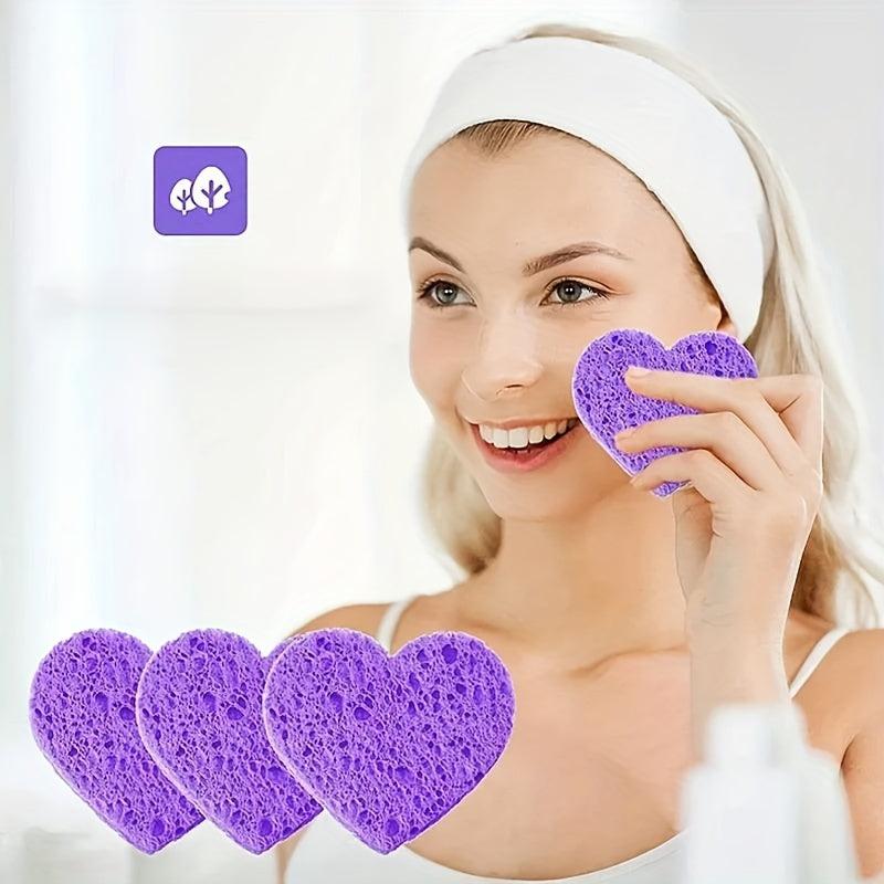 Wood Pulp Fiber Facial Sponge Heart Makeup Remover Puff