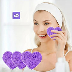 Wood Pulp Fiber Facial Sponge Heart Makeup Remover Puff