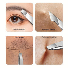 4pcs Professional Tweezers Set for Eyebrows and Facial Hair Removal