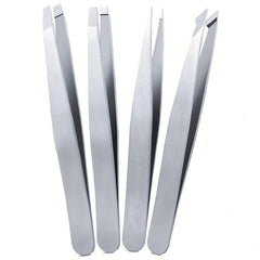 4pcs Professional Tweezers Set for Eyebrows and Facial Hair Removal