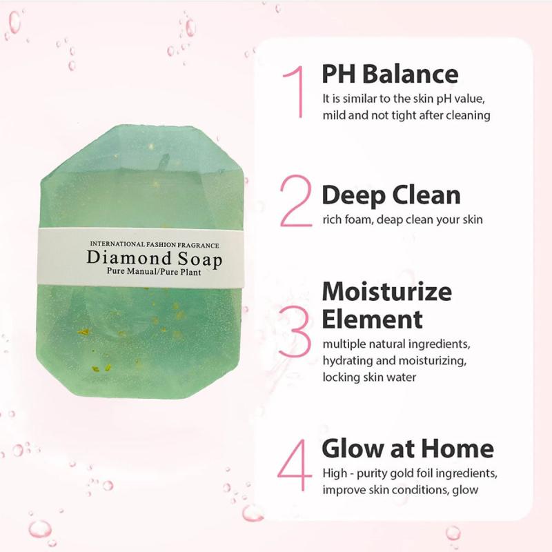 Gemstone Shape Soap Golden Foil Cleansing Moisturizing Essential Gift