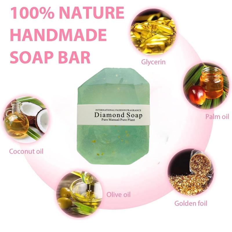 Gemstone Shape Soap Golden Foil Cleansing Moisturizing Essential Gift