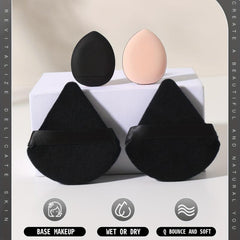 4pcs Makeup Puff Kit - Triangle & Finger Puffs - Wet/Dry Dual Use