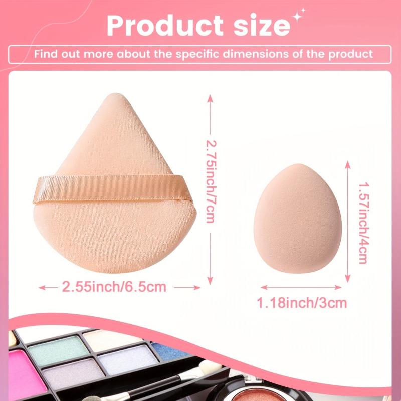 4pcs Makeup Puff Kit - Triangle & Finger Puffs - Wet/Dry Dual Use