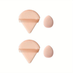 4pcs Makeup Puff Kit - Triangle & Finger Puffs - Wet/Dry Dual Use