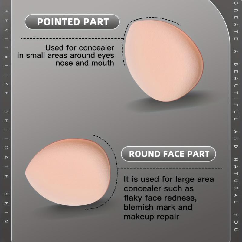 4pcs Makeup Puff Kit - Triangle & Finger Puffs - Wet/Dry Dual Use