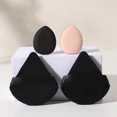 4pcs Makeup Puff Kit - Triangle & Finger Puffs - Wet/Dry Dual Use