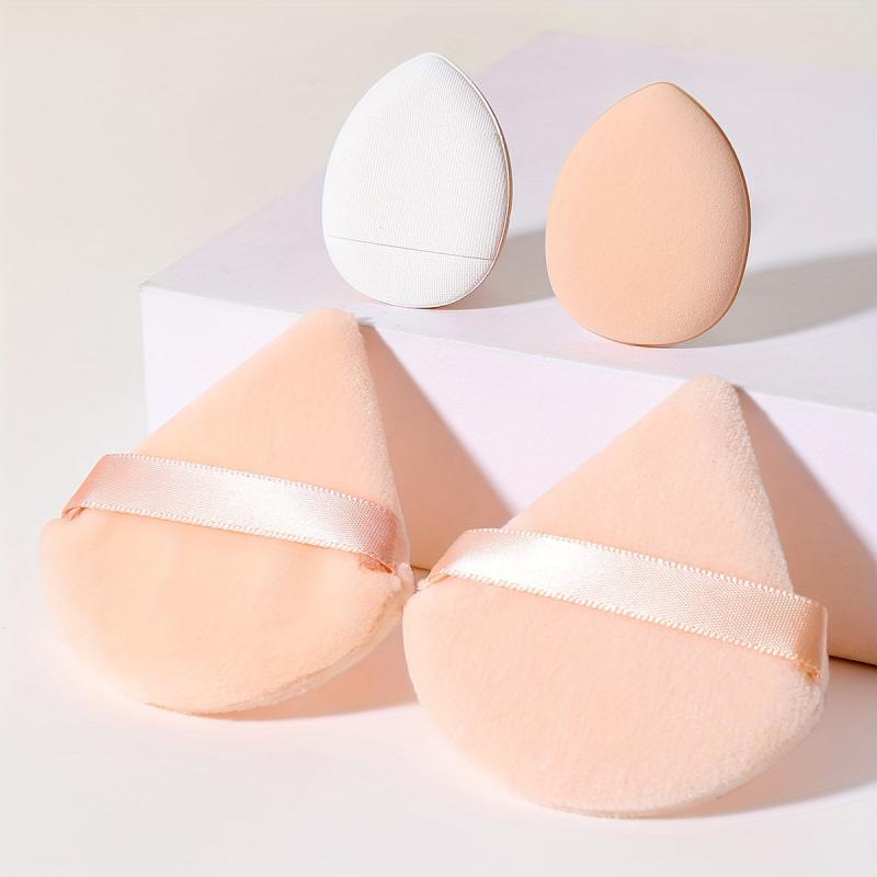 4pcs Makeup Puff Kit - Triangle & Finger Puffs - Wet/Dry Dual Use