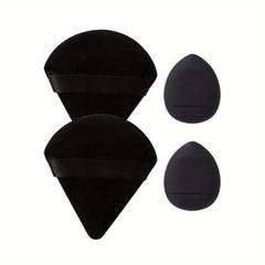 4pcs Makeup Puff Kit - Triangle & Finger Puffs - Wet/Dry Dual Use