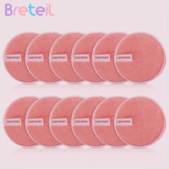 12 Pcs Hot Pink Face Cleaning Puff Wet And Dry Reusable Sponge Puff