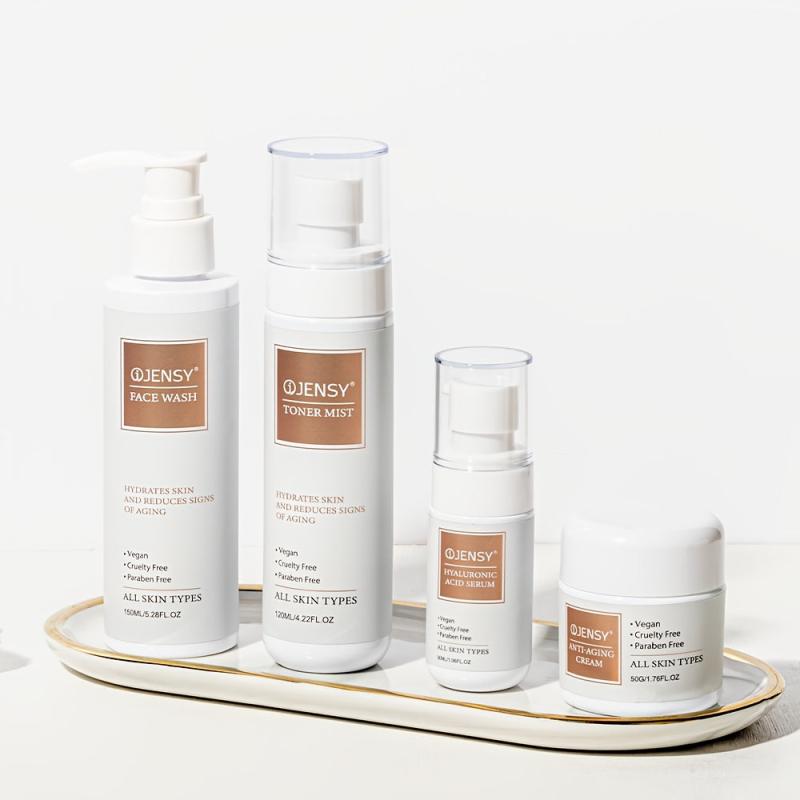 Face Skin Care Set: Wash, Toner, Mist, Serum, Cream