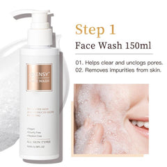 Face Skin Care Set: Wash, Toner, Mist, Serum, Cream