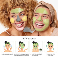 4-Pc Deep Cleansing Clay Mask Set Turmeric Green Tea Dead Sea Mud Rose Clay