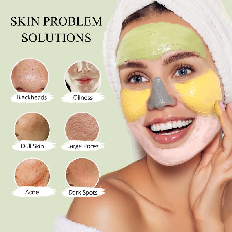 4-Pc Deep Cleansing Clay Mask Set Turmeric Green Tea Dead Sea Mud Rose Clay