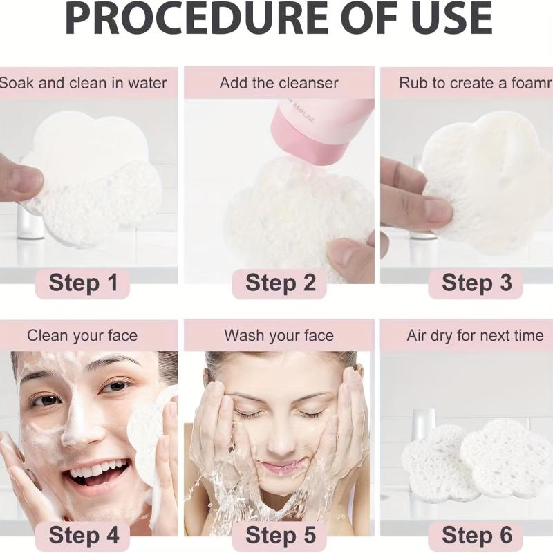 Flower Shape Compressed Facial Sponges Natural Reusable Cleansing Pads