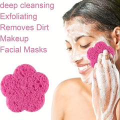 Flower Shape Compressed Facial Sponges Natural Reusable Cleansing Pads