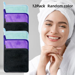 12pcs Reusable Makeup Remover Cloths Soft Microfiber Facial Cleansing Cloths