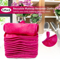 12pcs Reusable Makeup Remover Cloths Soft Microfiber Facial Cleansing Cloths