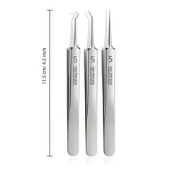 3pcs Blackhead Remover Tweezers Pimple Popper Tool Kit With Box