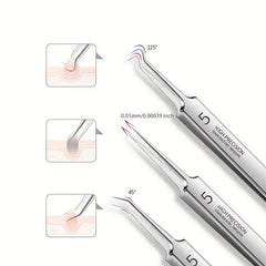 3pcs Blackhead Remover Tweezers Pimple Popper Tool Kit With Box