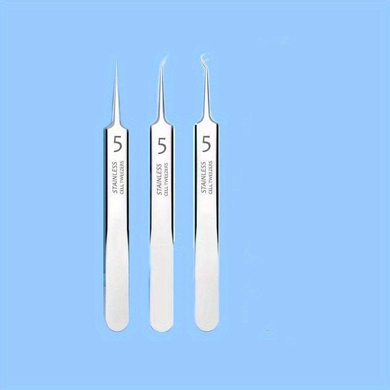 3pcs Blackhead Remover Tweezers Pimple Popper Tool Kit With Box