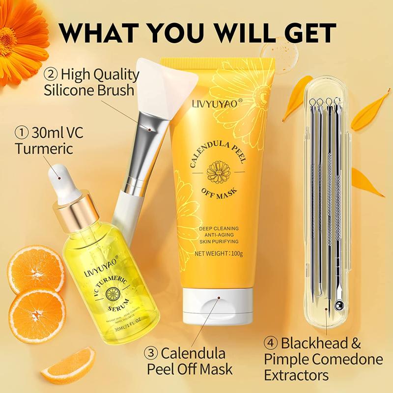 Calendula Peel Off Mask Kit Exfoliating Soothing Hydrating