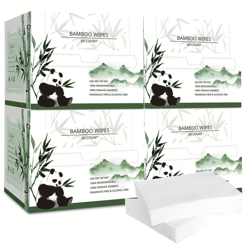 4 Bamboo Fiber Face Towels Biodegradable Extra Thick Soft Cleansing