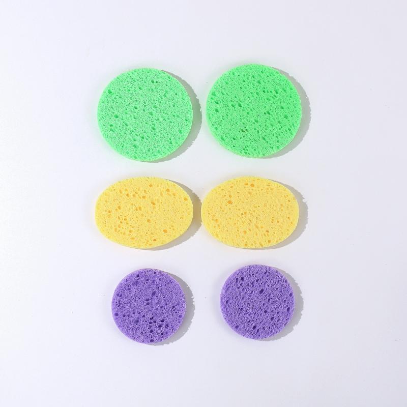 6pcs Wood Pulp Round Makeup Remover Cleansing Face Wash Puff