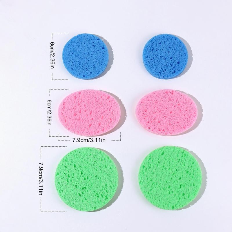 6pcs Wood Pulp Round Makeup Remover Cleansing Face Wash Puff