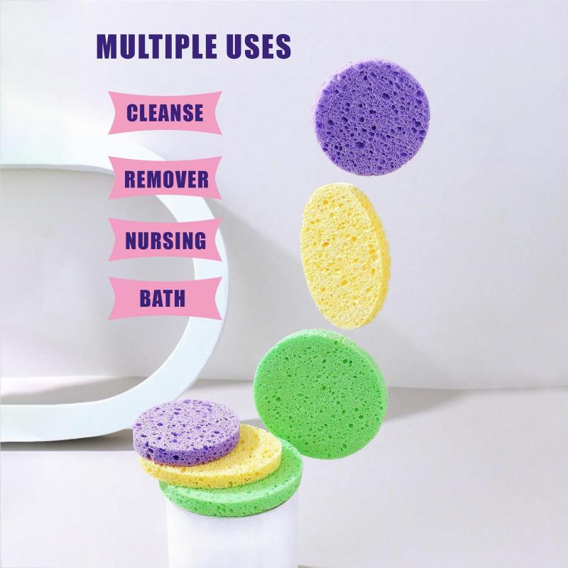 6pcs Wood Pulp Round Makeup Remover Cleansing Face Wash Puff