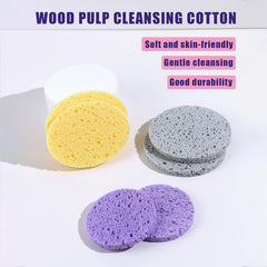 6pcs Wood Pulp Round Makeup Remover Cleansing Face Wash Puff