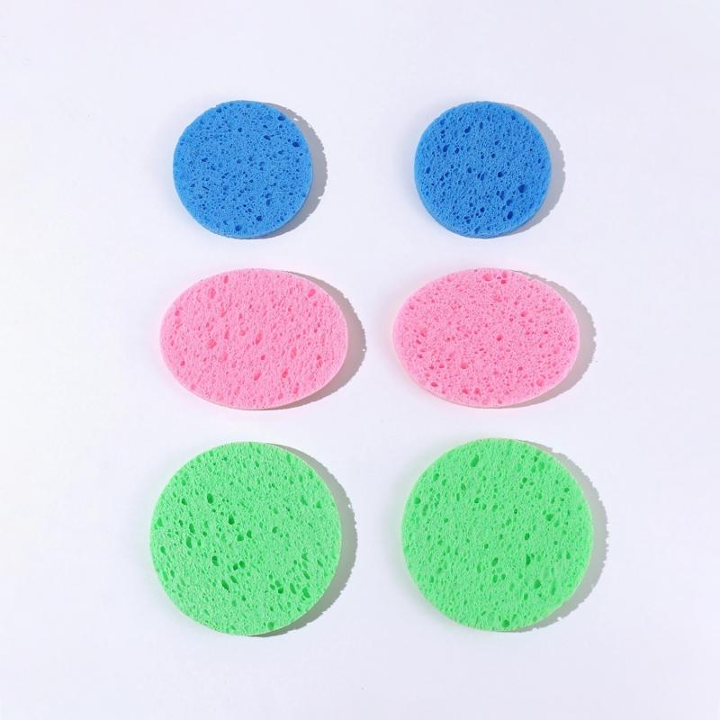 6pcs Wood Pulp Round Makeup Remover Cleansing Face Wash Puff