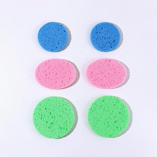 6pcs Wood Pulp Round Makeup Remover Cleansing Face Wash Puff