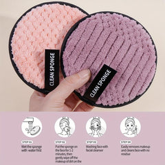 6pcs Makeup Remover Face Puffs Washable Cleansing Pads Wet And Dry