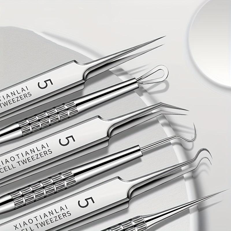 5Pcs Blackhead Remover Tweezers Kit for Whitehead Acne Blemishes