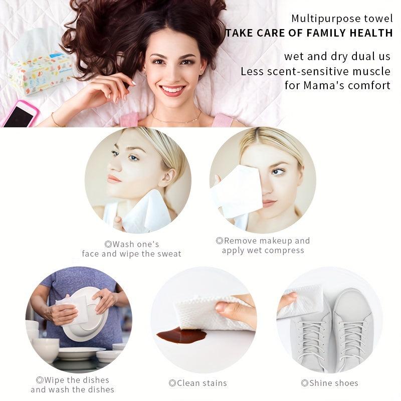 50 Pack Pearl Pattern Disposable Face Towel Thickened Cotton Soft Towel