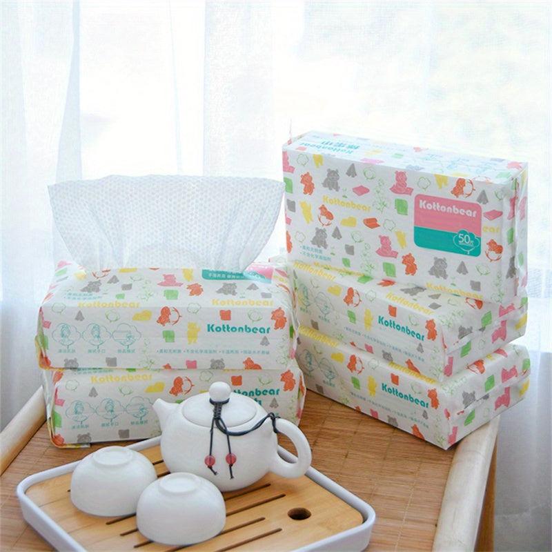 50 Pack Pearl Pattern Disposable Face Towel Thickened Cotton Soft Towel