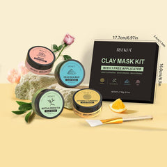 4 Pcs Clay Mask Set Turmeric Vitamin C Green Tea Dead Sea Rose Clay Mask