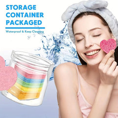 50 Facial Sponges Heart Shape Compressed Face Sponge Natural Sponge Pads