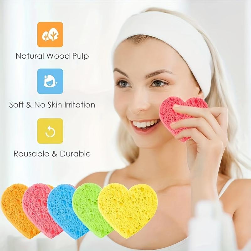 50 Facial Sponges Heart Shape Compressed Face Sponge Natural Sponge Pads