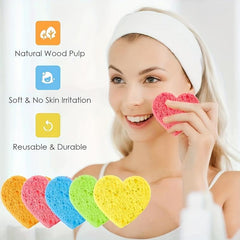 50 Facial Sponges Heart Shape Compressed Face Sponge Natural Sponge Pads