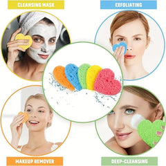 50 Facial Sponges Heart Shape Compressed Face Sponge Natural Sponge Pads