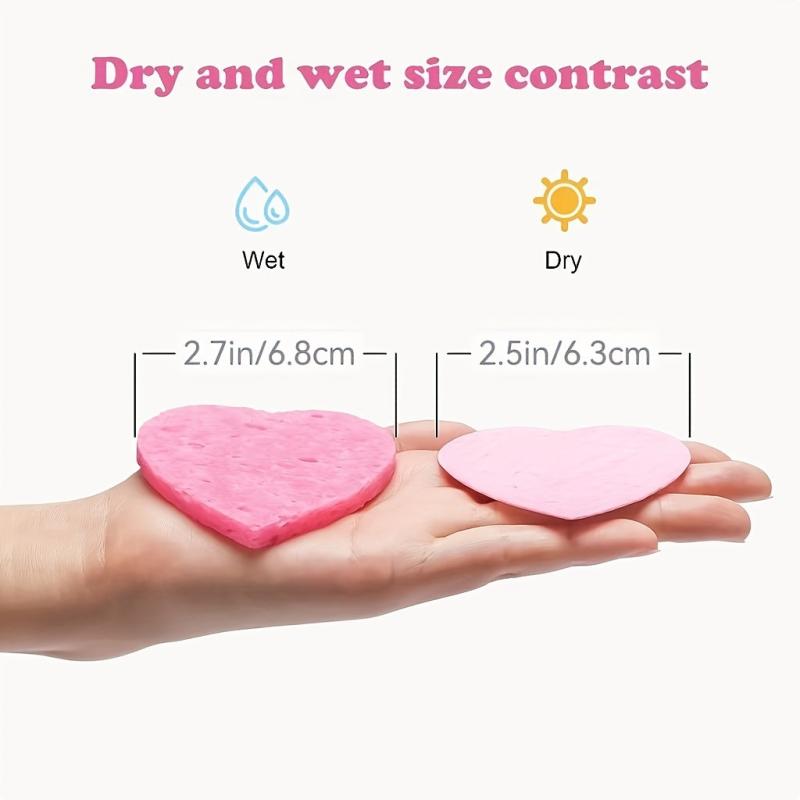 50 Facial Sponges Heart Shape Compressed Face Sponge Natural Sponge Pads