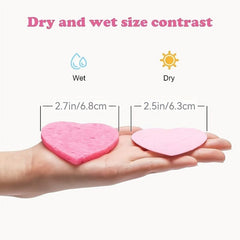 50 Facial Sponges Heart Shape Compressed Face Sponge Natural Sponge Pads